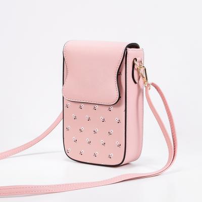 China HASSION Fashion Custom Flowers Printed Simple Cell Phone Bag Fashion Wallet Card Holder Cross - Body Bag for sale