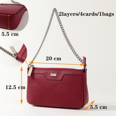 China Luxury Famous Brand Leather RFID Purse Factory Made Cross - Body Bag Women Handbag Ladies Small Metal Chain High Quality Shoulder Bag for sale