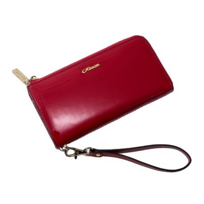 China Bling Leather Purse Women Wallet Card Holder Long Purse Zipper Cover Wristband RFID Clutch Wallet Hot Sale RFID Large Capacity for sale