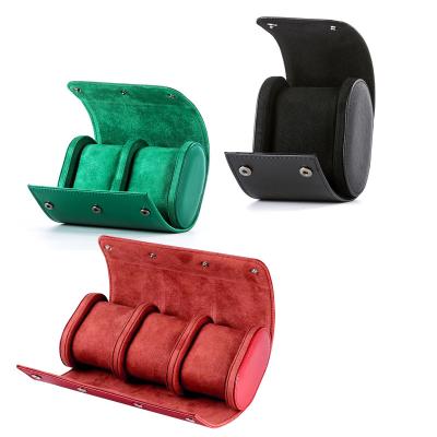 China Factory Custom Leather Watch Case PU Watch Roll Travel Boxes Luxury Leather Cases Watch Holder Storage Box for sale