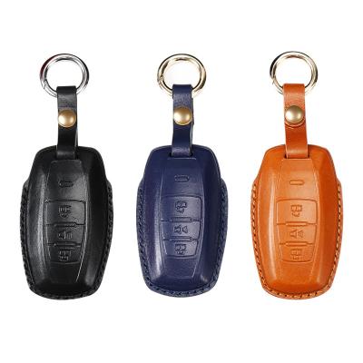 China Genuine Leather Case Factory Logo Luxury Leather Car Key Holder Case Luxury Custom Key Case Leather Chain for sale