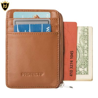 China Fashion Front Pocket Wallet Slim Credit Card Holder Leather Card Case For Man Women Vegan Zipper Wallet Card Slots With Key Chain for sale