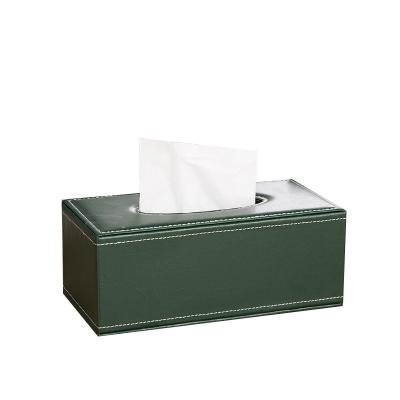 China CLASSIC Custom Luxury Leather Tissue Paper Towel Pouch Tissue Box Holder Cover Organizer PU Tissue Box for sale