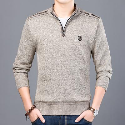 China Men's Long Sleeve Anti-pilling New Design Crew Neck Zipper High Up Winter Sweater Knit for sale