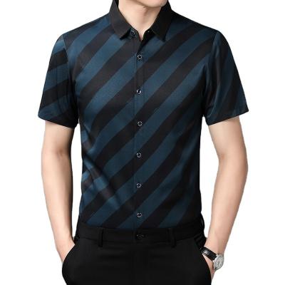 China Men's Anti-Pilling Summer 3cm Stripe Button T-Shirt for sale