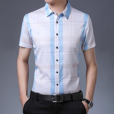 China Anti-pilling Men's Summer Formal New Arrival Short Sleeve Stripe Cotton Shirts for sale