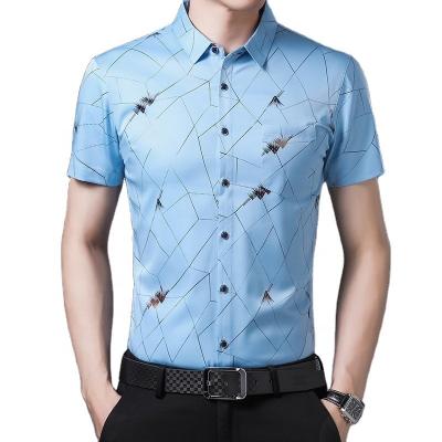 China New Arrival Fashionable Boys Anti-pilling Short Sleeve Slim Fit Cool Blouse Shirt for sale