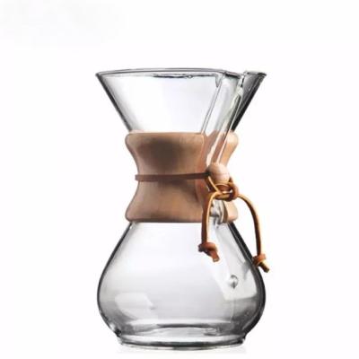 China Sustainable 6 cup hand drip glass carafe pour over coffee maker for perfect pour over coffee with permanent stainless steel filter for sale