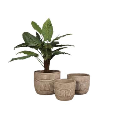 China Wholesale Contemporary New Arrival Latest Design Home And Garden Vintage Cement Decoration Embossed Flower Pots for sale