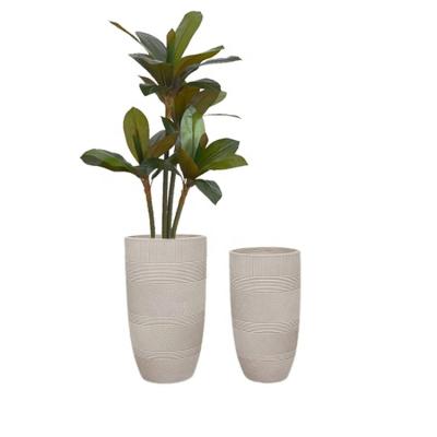 China Best Selling Contemporary Fiber-Clay Large Planter Pot Lightweight Outdoor Flower Pots For Garden Patio for sale