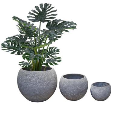 China Wholesale High Quality Farmhouse Belly Shaped Gray Big Size Flower Outdoor Floor Planter Pots for sale