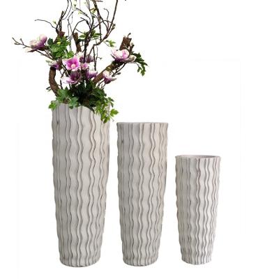 China Hot Selling Floor Standing Contemporary Nordic Style Vase Fiberglass Decorative Pot For Living Room for sale