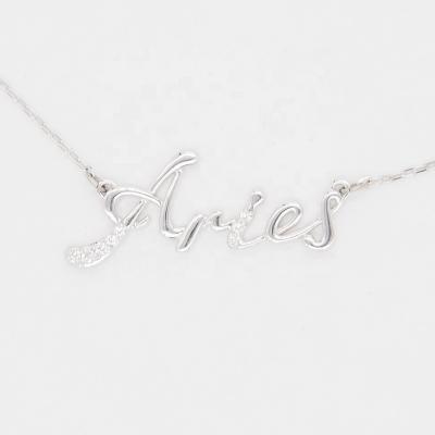 China Classic Feminine Elegant Crystal Rhinestone 12 Zodiac Sign Necklace Pendants Charm Aries Rhodium Choker Astrology Necklaces Chains for sale