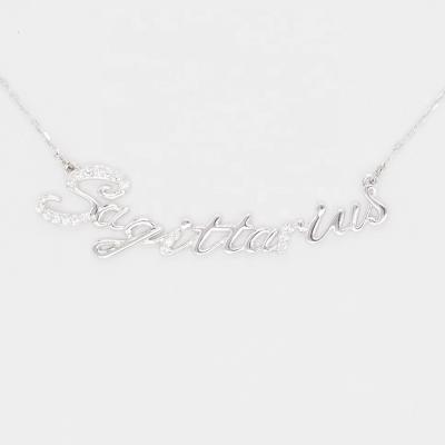 China Classic Feminine Elegant Crystal Rhinestone 12 Zodiac Sign Necklace Pendants Charm Sagittarius Chain Rhodium Astrology Necklaces for sale