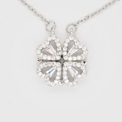 China OEM Classic Anniversary Cute Bons Pave Alloy Round Gemstone Plated Clear Necklace for sale