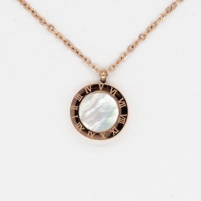 China Classic Custom Made 18k Anniversary Two Sides Good Quality Alloy Plated Round Mounted Gold Cateye Stone Onxy Necklaces for sale