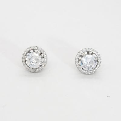 China Classic Modern CLASSIC Imitation Nickel Free Pave Alloy Dangle Rhodium Sparkle CZ Earring for sale