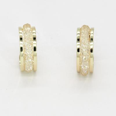 China CLASSIC Tailor Girl Elegant Fast Delivery Coated Alloy Circle 18k Gold Clear CZ Earrings for sale