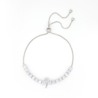 China Hot Sale Classic Crystal Rhinestone Colver Leaf Rhodium Plated Bracelet for sale