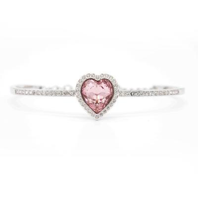 China Classic Classic Light Rose Heart Shape Rhodium Plated Bracelet for sale