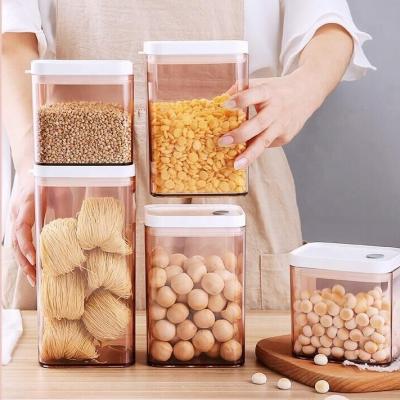 China Wholesales Viable Plastic Leakproof Pasta Sealed Canister Cereal Storage Box Candy Storage Container Airtight Set for sale