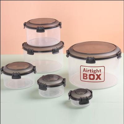 China Sustainable Round Plastic Food Grade Food Lock Storage Box Airtight Set for sale