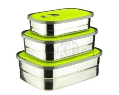 China Freshness Preservation Amazon Hot Sales 3PCS/SET Wholesale Kitchen Rectangle Stainless Steel Food Container Storage Boxes for sale