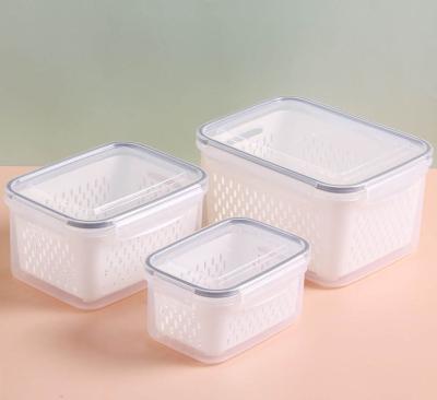 China Freshness Preservation KJH LIVE Small Kitchen Plastic Food Drain Storage Container Box With Lid for sale