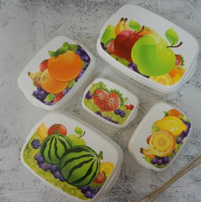 China Freshness Preservation BPA Free Design 5PCS Plastic Fruit Food Storage Box Storage Containers Wholesale Set for sale