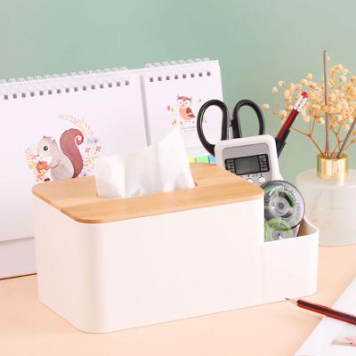 China Modern Japanese Wooden Cover Desktop Wholesales Tissue Box Organizer Home Paper Storage Plastic Box for sale