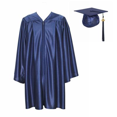 China 2021 Hot Selling Adults School Navy Graduation Dress Shiny Hat And Tassel for sale