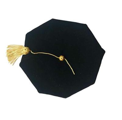 China Graduate Tam School Good Quality 6 Sides Velvet With Gold Bullion Tassels for sale