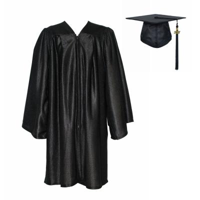 China 2021 Hot Selling Adults School Graduation Dress Shiny Black Hat And Tassel for sale