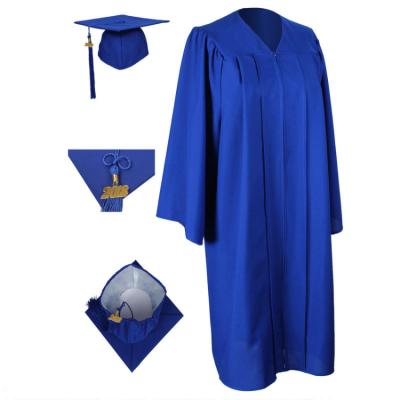 China 2021shiny school graduation royal blue gown and cap for adult graduation gown or college graduation gown for sale