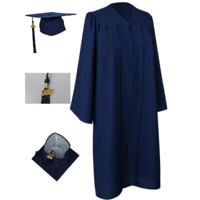 China 2022 High Quality Best Selling School Matte Navy Graduation Dress And Hat With Tassel for sale