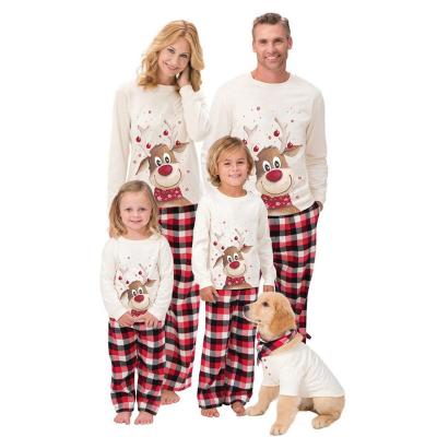 China Print Breathable Parent-child Elk Christmas Long Sleeve Pajamas for sale