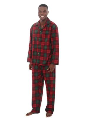 China Super Soft Breathable 100% Cotton Flannel Plaid Mens Pajamas for sale