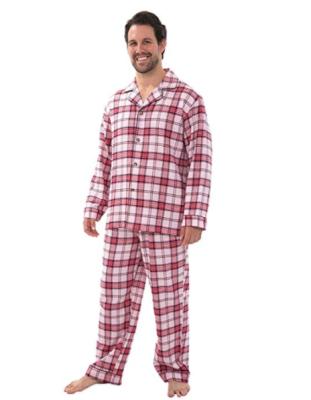 China Casual Trends Sleepwear Classic Mens Breathable 100% Cotton Flannel Pajama Set for sale