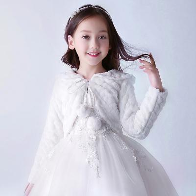 China Princess Flower Girl Jacket Faux Fur Cape Cover Up Cloak Bridesmaid Short Cozy Faux Fur Shawls for sale