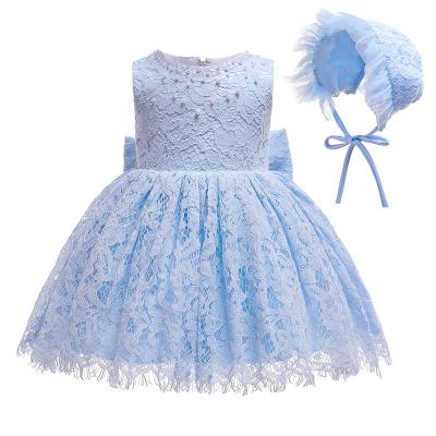 China Breathable Baby Dress Lace Birthday Pageant Dresses Formal Wedding Dress Toddler Toddler With Hat for sale