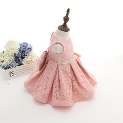 China DMFGD Breathable Baby Christening Gown Pink Wedding Dress Dress With Hat Baby Birthday Dress 2 Years Old for sale