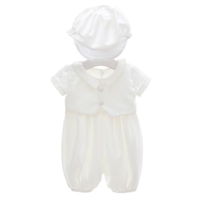 China DMFGD Breathable Newborn Baby Clothes Infant Boy Christening Baptism Outfit Romper Party Wear 2 Piece Set for sale