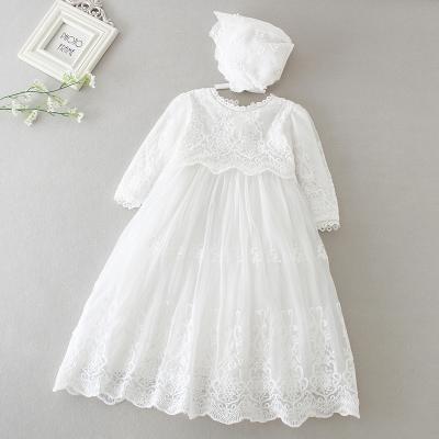 China DMFGD Breathable Baby Dresses 12 To 18 Months Baby Baptism Gown Maxi Baby Girl Lace Dresses Baptism Gown for sale