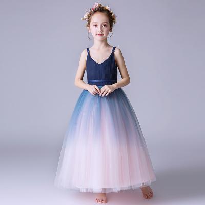 China DMFGD Kids Sleeveless Dresses For Girls Lace Up Flower Girl D Long A Line Flower Girl Wedding Tulle Dress Gowns for sale