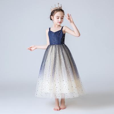 China Wholesale Regular Formal Embroidered Wedding Bridesmaids Sleeveless Navy Blue Lace Prom Party Wear Dresses For 7 Years Old for sale