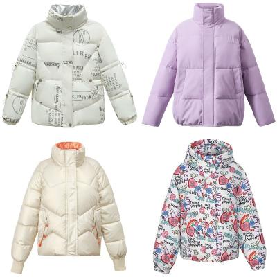 China Waterproof Quilted Coat Hooded Ladies Jacket In Stock Customize Winter winter women hooded zipper down jacket for sale