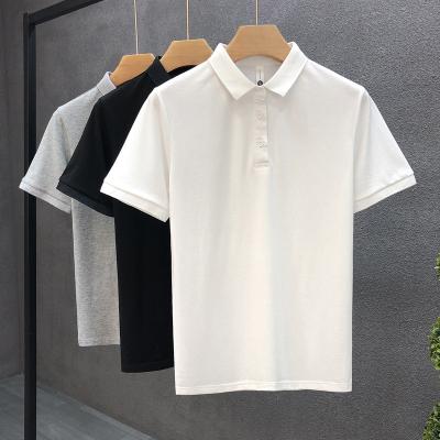 China Compressed 2023 New Polo Collar Shirt Men's Short-Sleeved T-shirt Casual Solid Color Cross-Border Men's Clothing Wholesale for sale