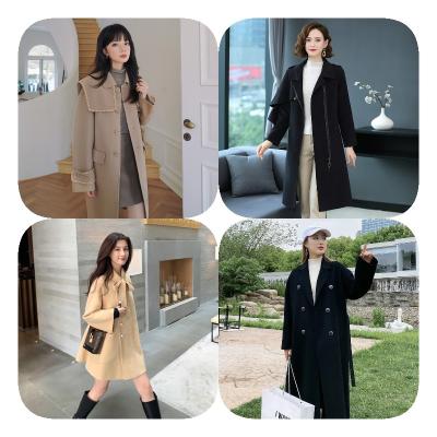 China QUICK DRY Russia Simple Women Woolen Coat V-Neck Belt Long-Sleeved Coat Autumn and Winter New Solid Color Women's Overcoat for sale