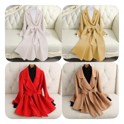 China Sustainable Custom winter woolen overcoat elegant ladies long coat woman for sale