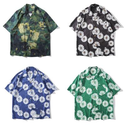 China Anti-pilling Summer New 3D Stand Collar Casual Men's Short Sleeve Shirt Hawaiian Style Fashion Men's Shirt Muscle Men's Shirt for sale